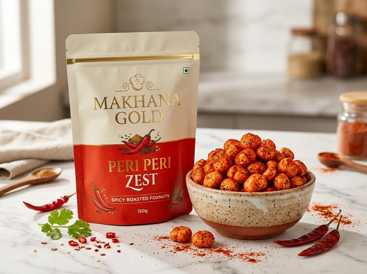 Peri Peri Zesty Makhana — Buy Online at Makhana Gold Peri Peri Zesty Makhana fiery pouch